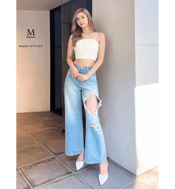 GYDA「ギャザーショートブラウス」|シャツ・ブラウス|