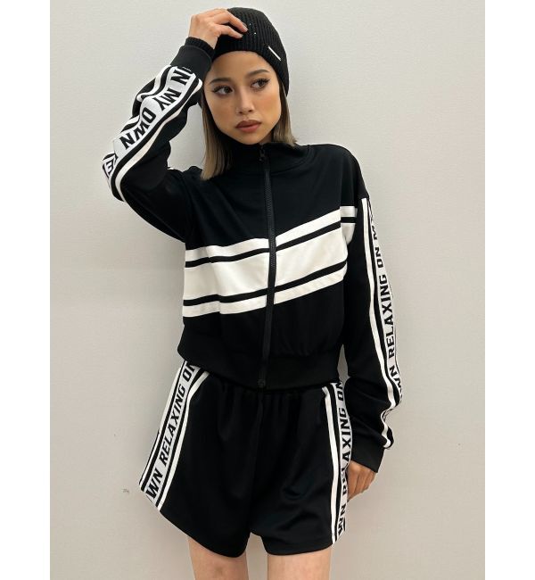 GYDA「RELAXING ON MY OWNロゴラインジャケット【SETUP着用可】」|ブルゾン・スタジャン|ブラック