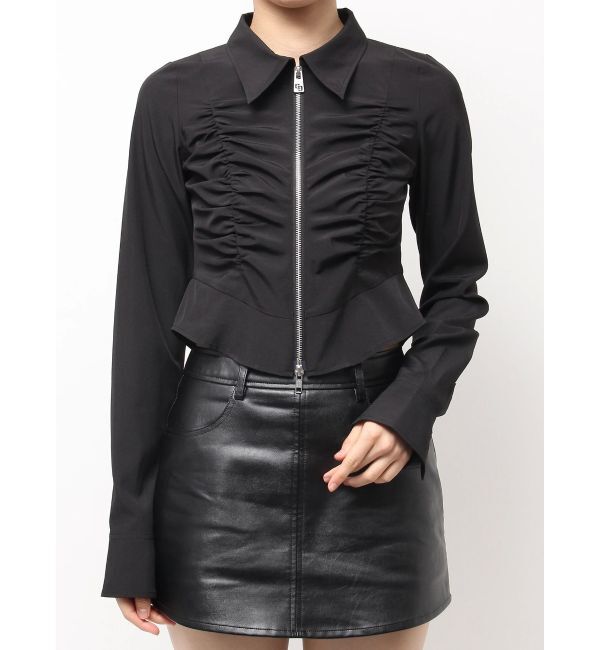 GYDA「W ZIPギャザータイトシャツ」|シャツ・ブラウス|ブラック