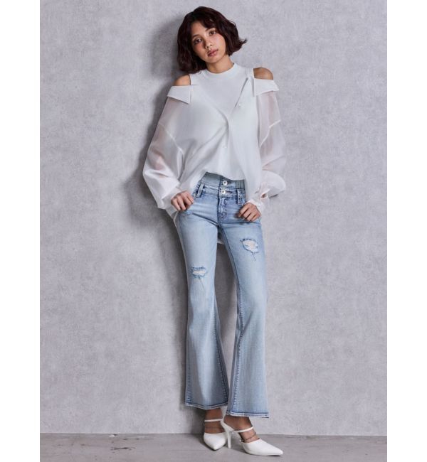 GYDA「3WAYショルダーOPENシアードッキングシャツ」|シャツ・ブラウス|