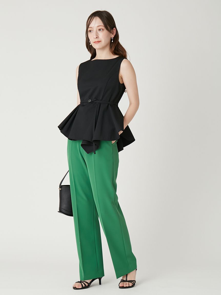 FRAY I.D「【00サイズあり】センタープレスセミフレアーパンツ／ウォッシャブル・防シワ・接触冷感」|チノ|