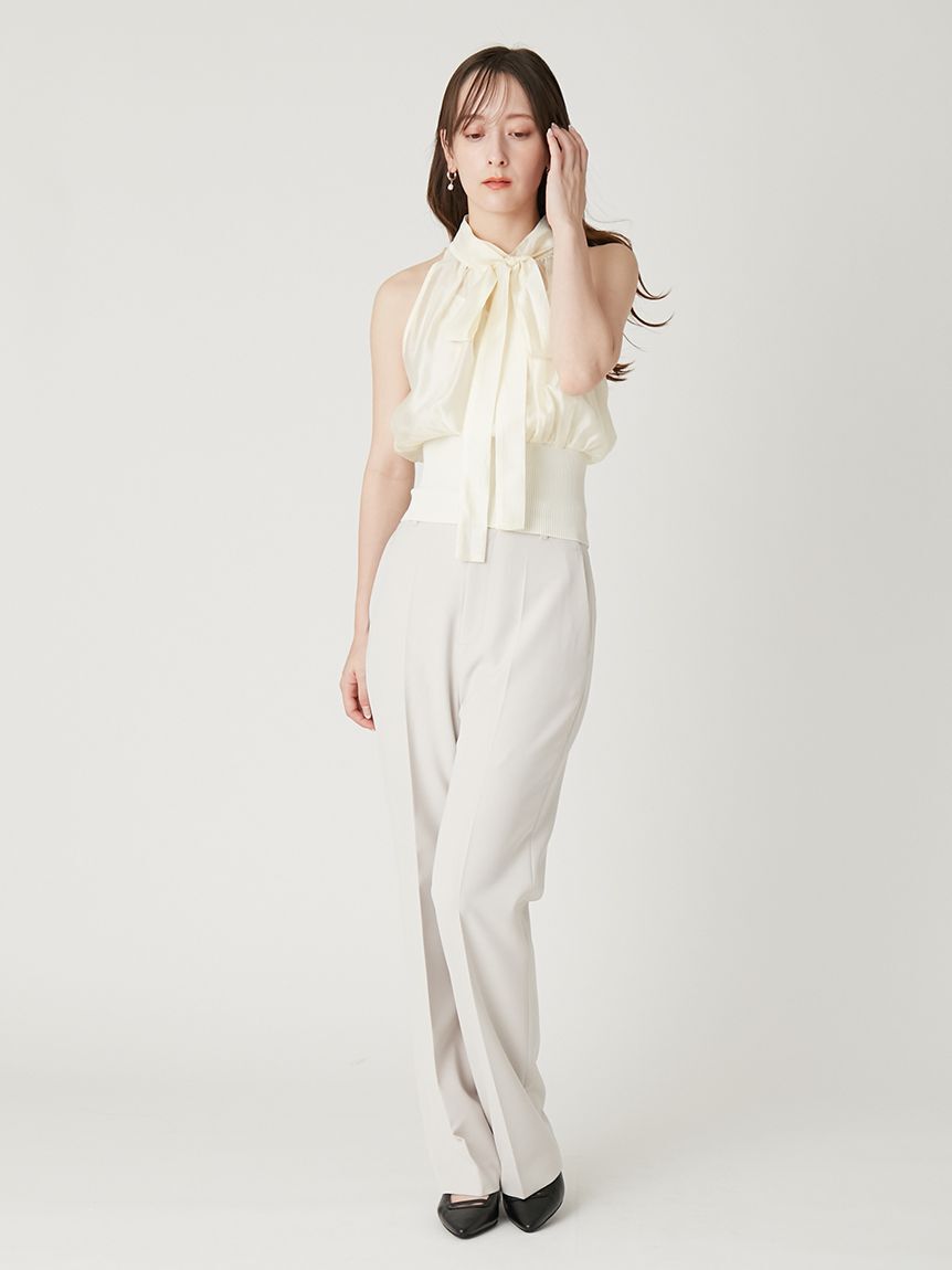 FRAY I.D「【00サイズあり】センタープレスセミフレアーパンツ／ウォッシャブル・防シワ・接触冷感」|チノ|