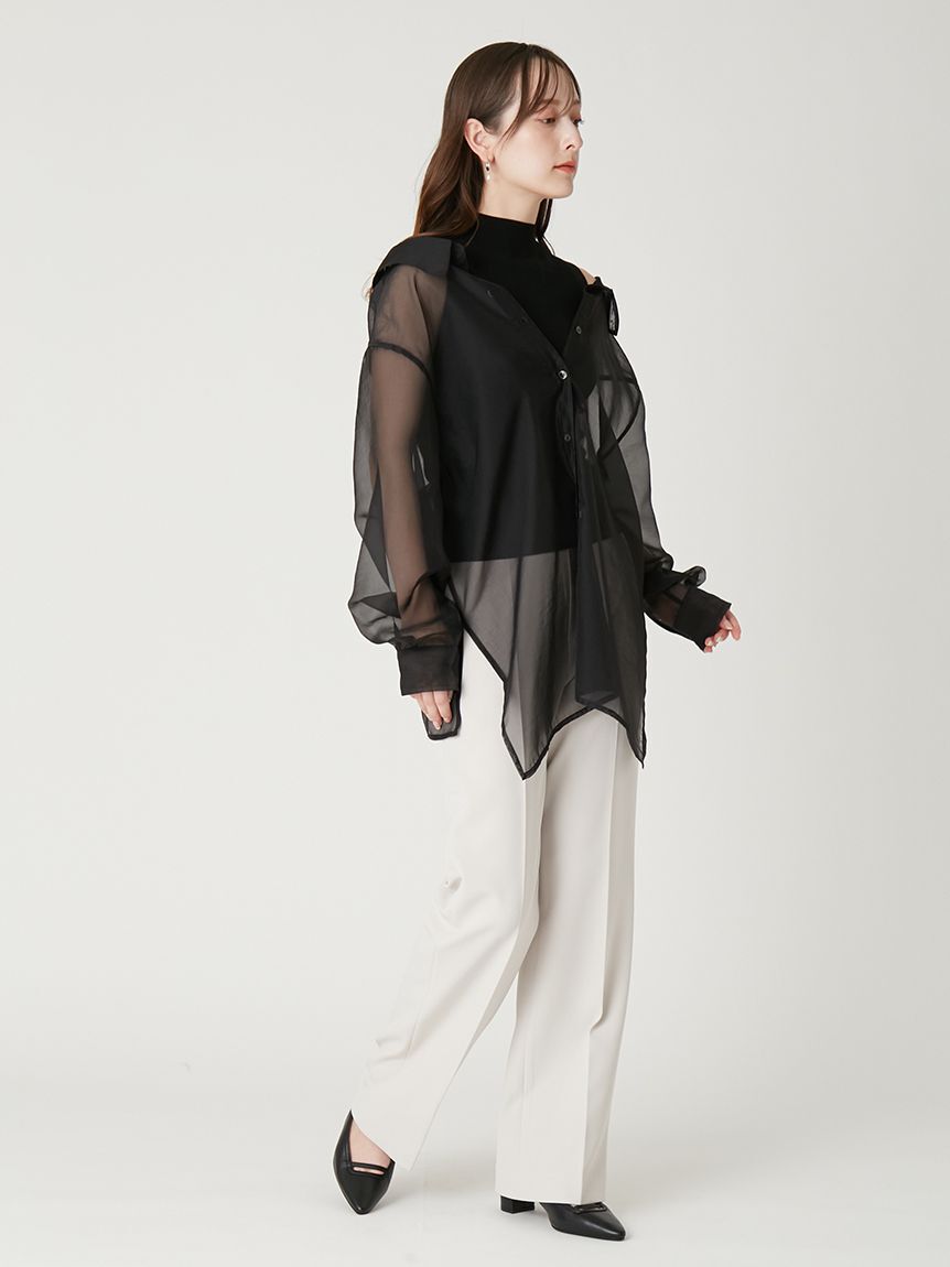 FRAY I.D「【00サイズあり】センタープレスセミフレアーパンツ／ウォッシャブル・防シワ・接触冷感」|チノ|