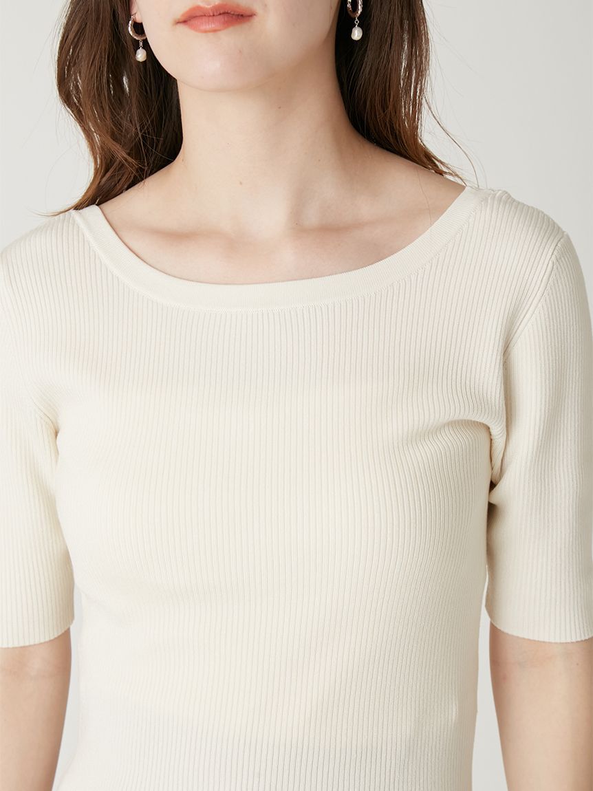 FRAY I.D「シルクブレンド前後2way半袖リブニット／ウォッシャブル」|ニット・セーター|