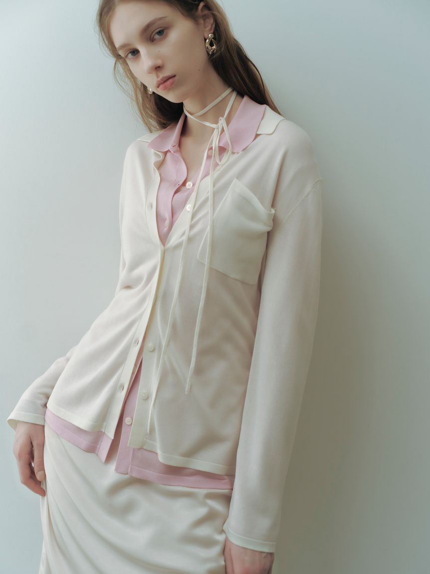 FRAY I.D「シルクブレンドシアーニットシャツ／ウォッシャブル」|ニット・セーター|