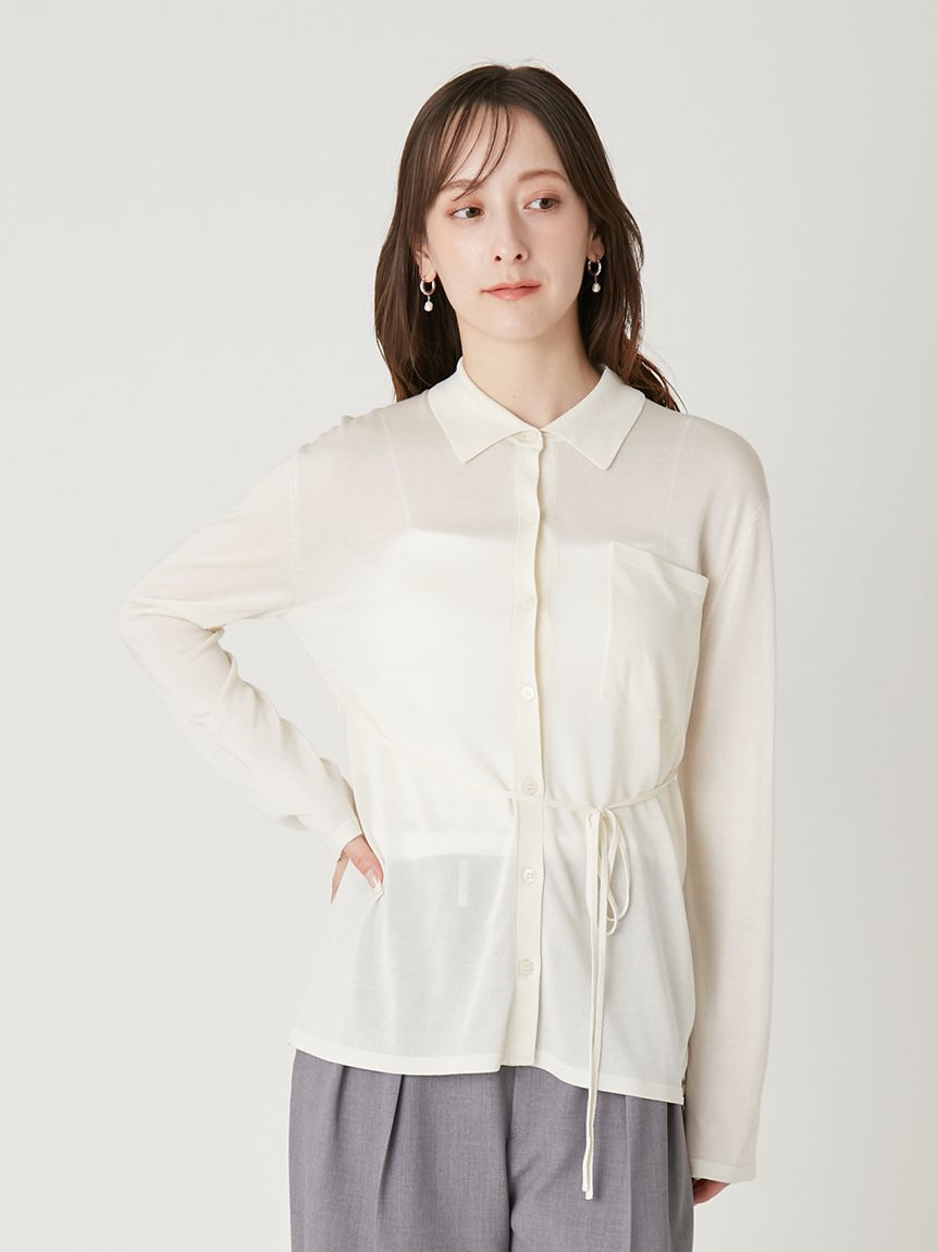 FRAY I.D「シルクブレンドシアーニットシャツ／ウォッシャブル」|ニット・セーター|