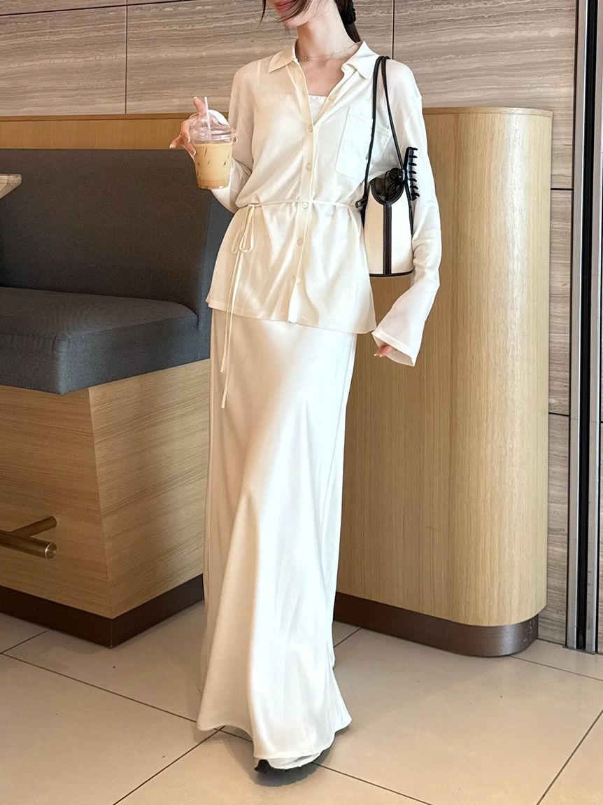 FRAY I.D「シルクブレンドシアーニットシャツ／ウォッシャブル」|ニット・セーター|