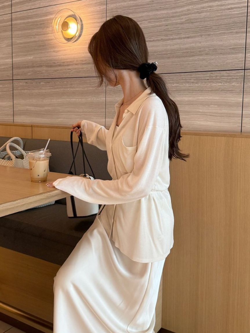 FRAY I.D「シルクブレンドシアーニットシャツ／ウォッシャブル」|ニット・セーター|