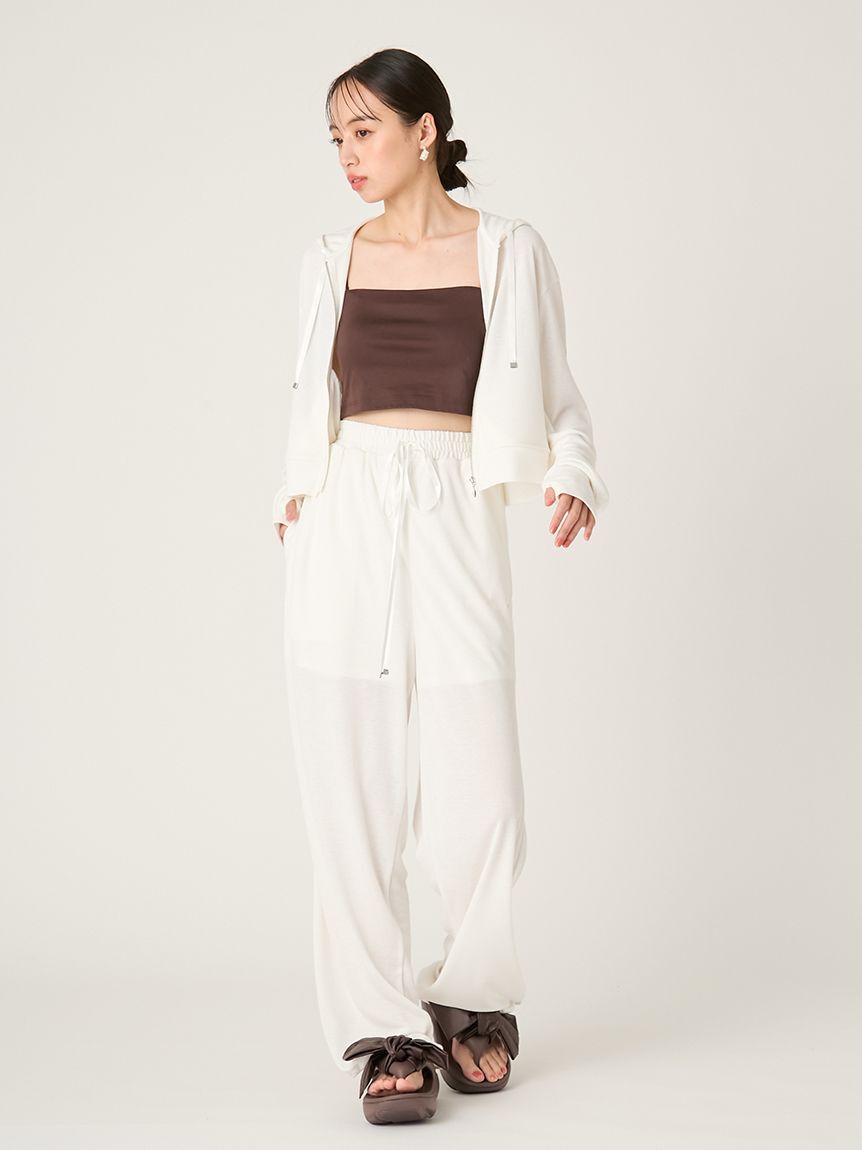 FRAY I.D「【LUMISHADE】ドロストウエストゴムパンツ／UVカット・ウォッシャブル」|チノ|