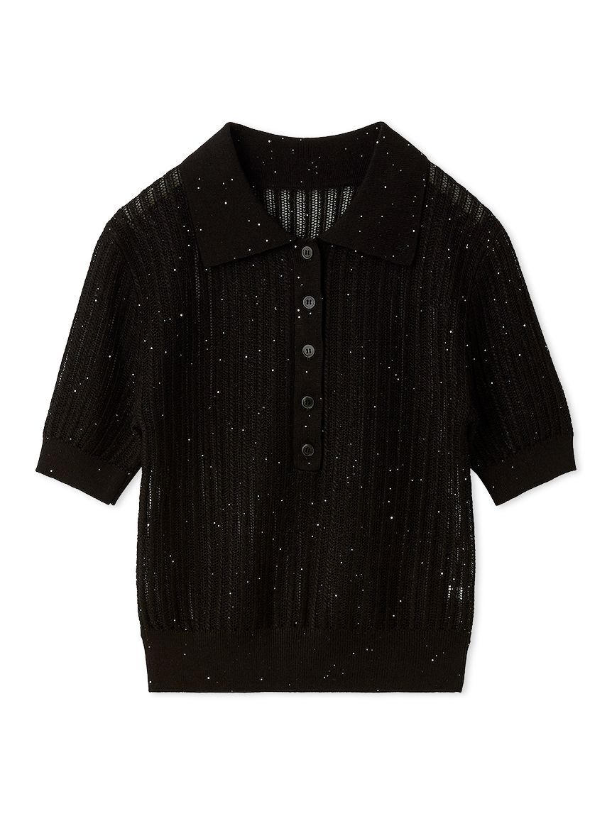 FRAY I.D「スパンコールアイレットケーブルポロニット」|ニット・セーター|