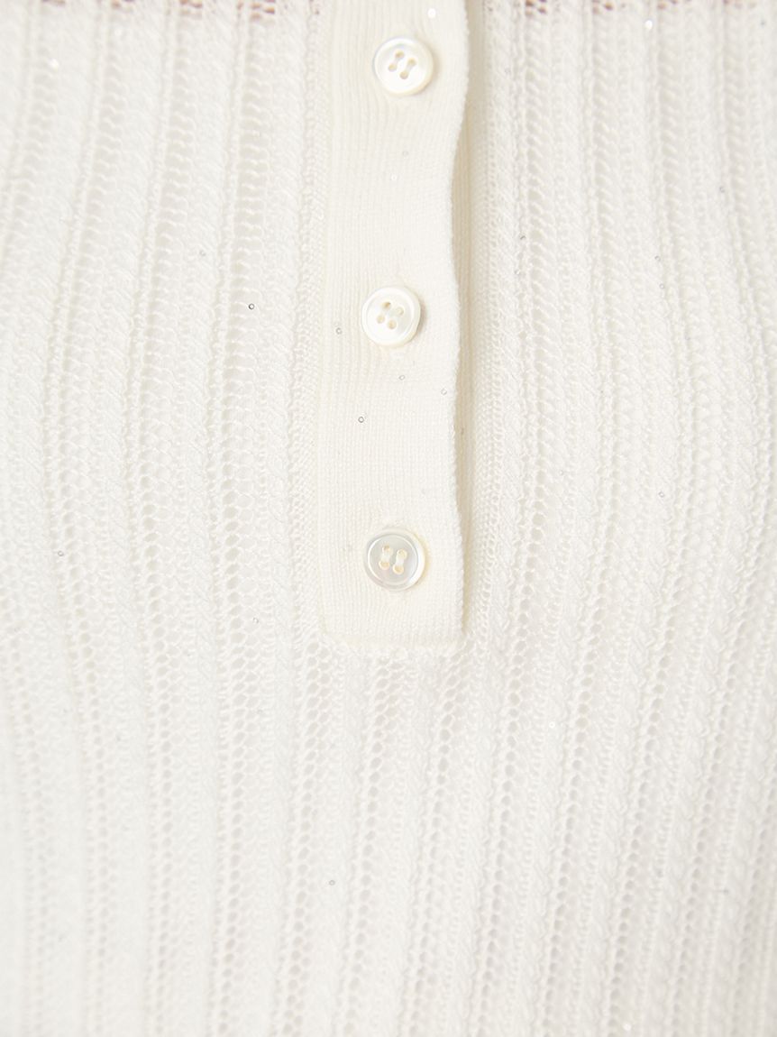 FRAY I.D「スパンコールアイレットケーブルポロニット」|ニット・セーター|