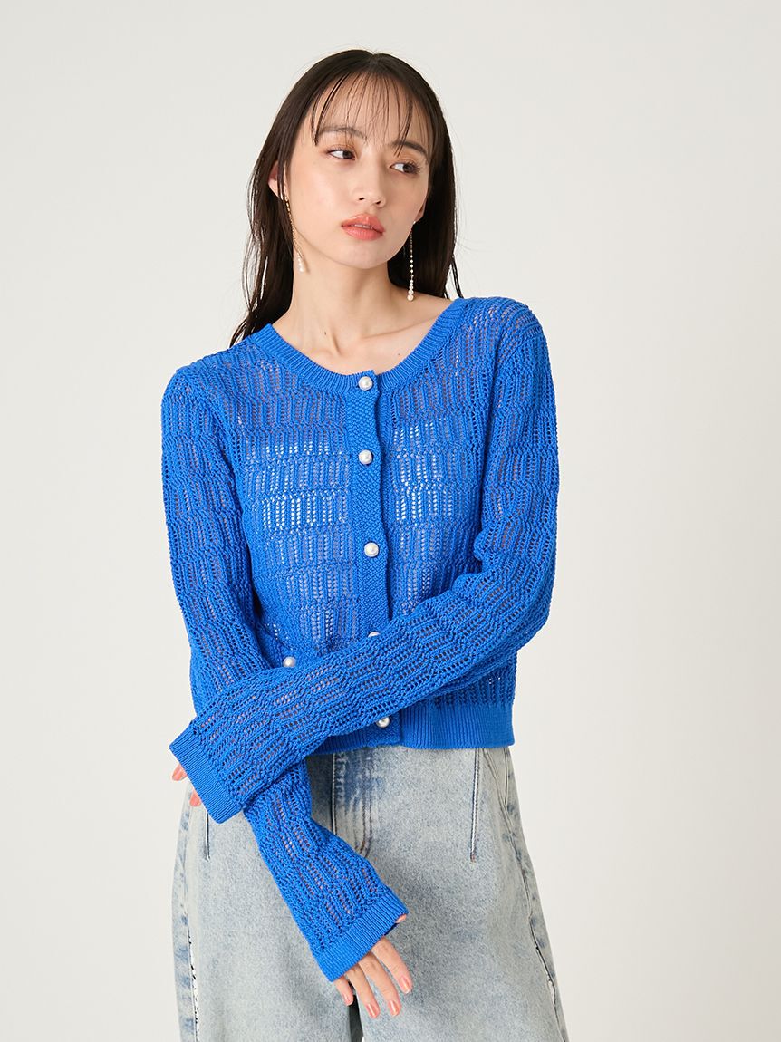 FRAY I.D「クロシェクルーネックカーディガン」|カーディガン|