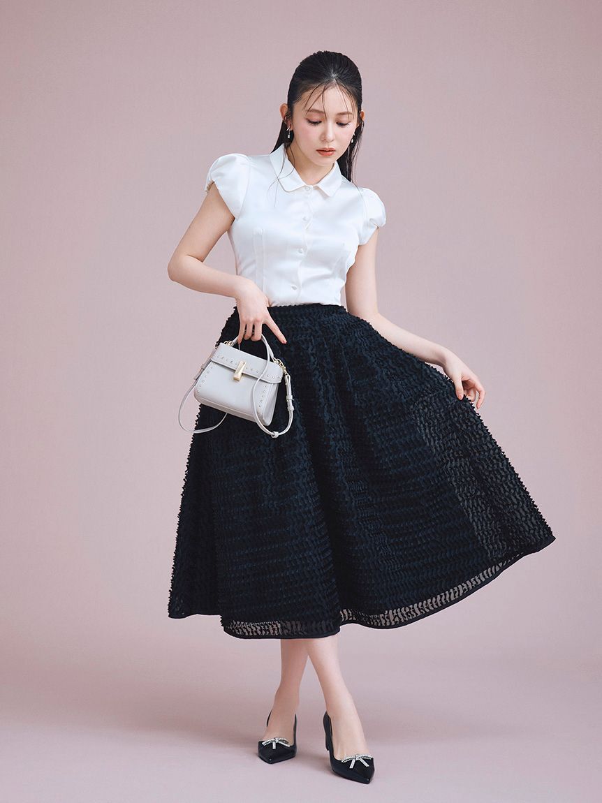 CELFORD「リボンジャガードタックフレアスカート」|スカート|BLK