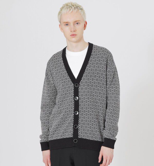  「ジオメトリックカーディガン」|ニット・セーター|ブラック