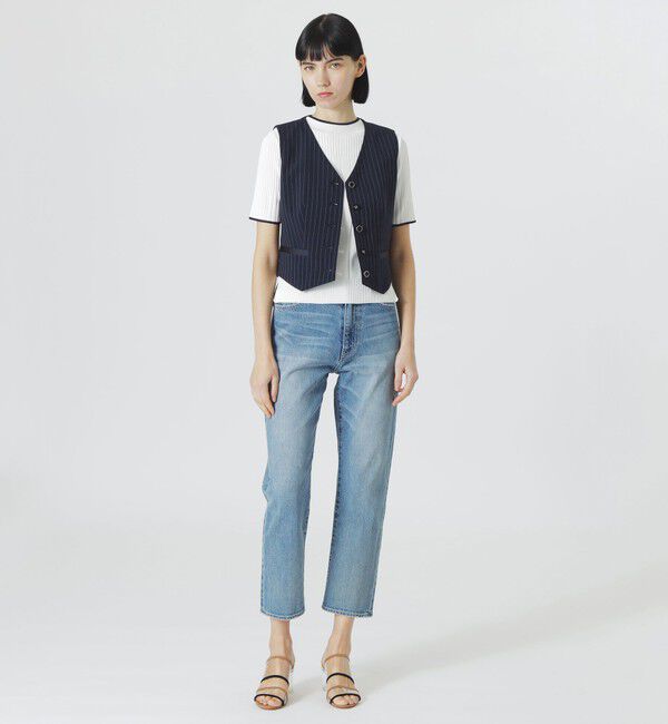  「【ウォッシャブル/セットアップ対応】ピンストライプベスト」|ベスト・ジレ|