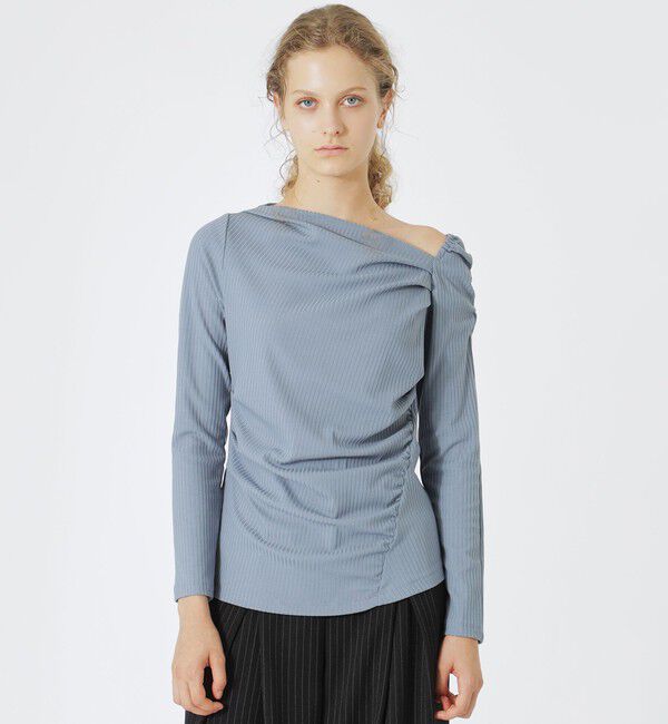  「テレコデザイントップス」|Tシャツ・カットソー|サックスブルー