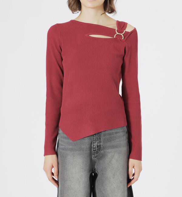  「カットアウトアシンメトリーヘムプルオーバー」|ニット・セーター|