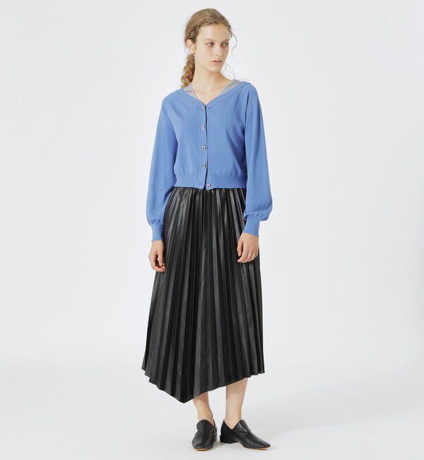  「シンセティックレザーアシンメトリープリーツスカート」|スカート|