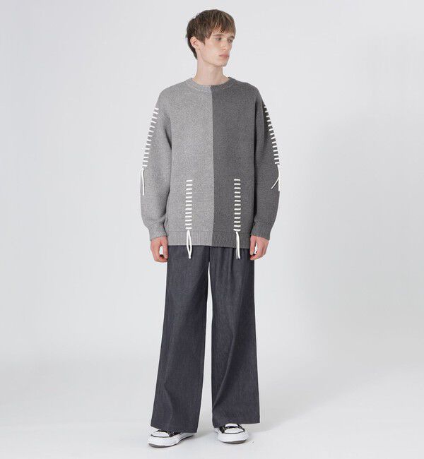  「バイカラーポイントスレッドプルオーバー」|ニット・セーター|