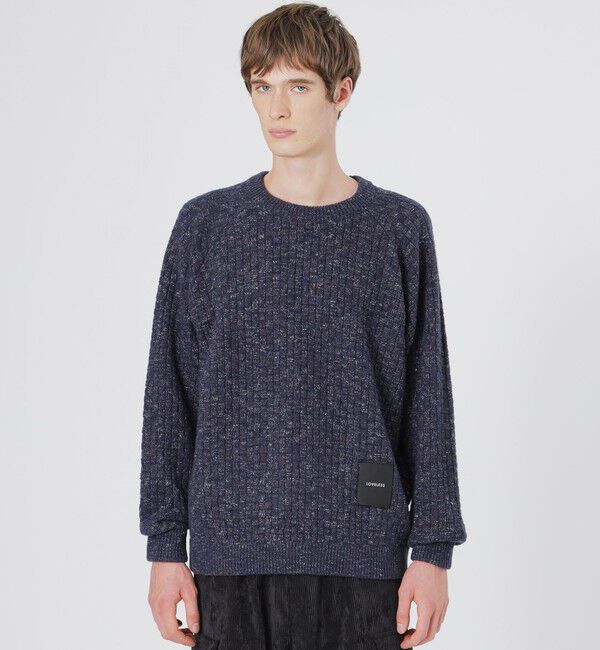  「マルチカラーバスケニット」|ニット・セーター|ネイビー