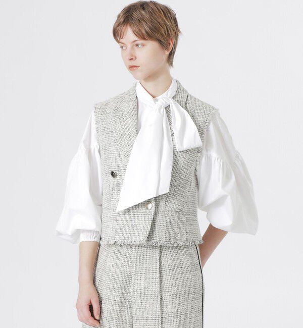  「ツイードジレ」|ベスト・ジレ|ホワイト