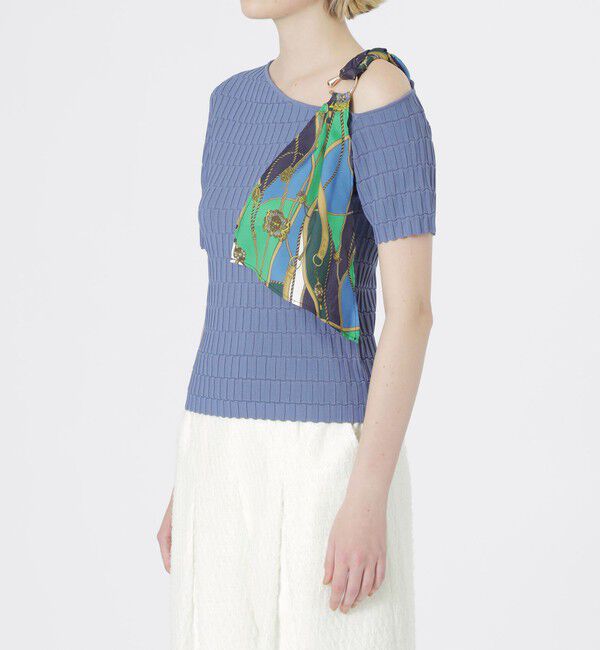  「スカーフコンビカットアウトニット」|Tシャツ・カットソー|