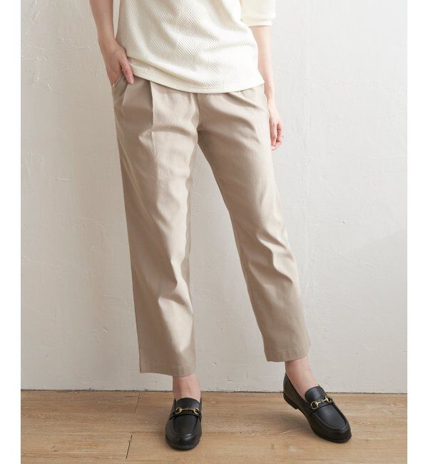 ikka「GOKU楽 ストレッチテーパードパンツ」|その他|ベージュ