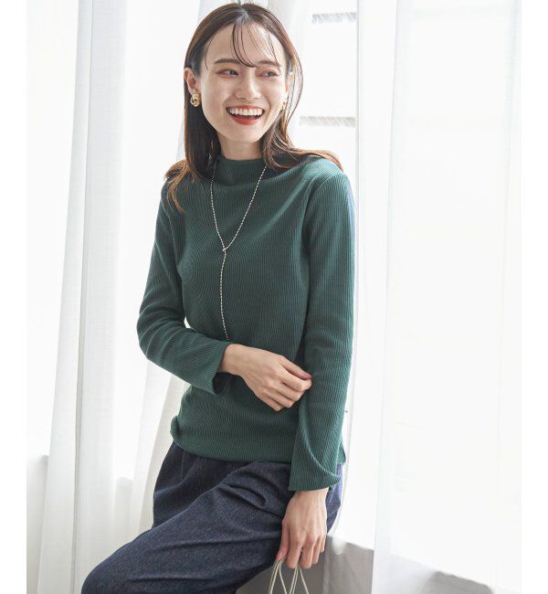 ikka「前後2WAY三角テレコプルオーバー」|Tシャツ・カットソー|ダークグリーン