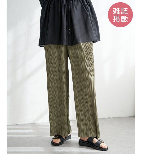 ikka「【雑誌InRed5月号掲載】さらっとプリーツワイドパンツ」|その他|グリーン