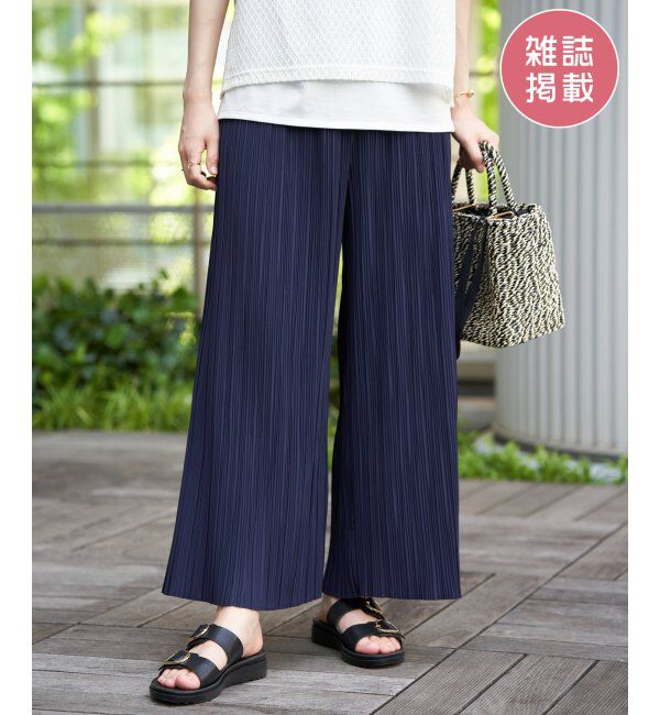 ikka「【雑誌InRed5月号掲載】さらっとプリーツワイドパンツ」|その他|ネイビーブルー