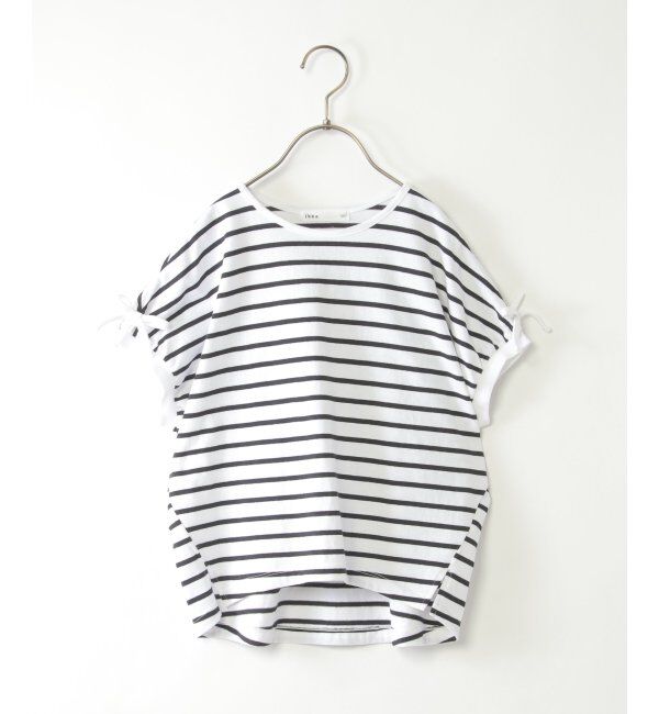 ikka kids「【親子おそろい】袖リボンボーダードルマンプルオーバー（120~160cm）」|Tシャツ・カットソー|ブラック