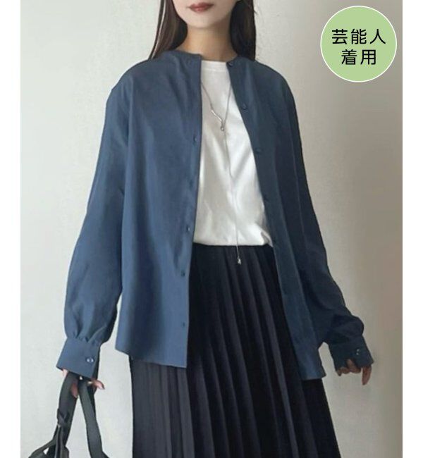 ikka「【親子コーデ】マルチWAYバンドカラーシャツ」|シャツ・ブラウス|ブルー