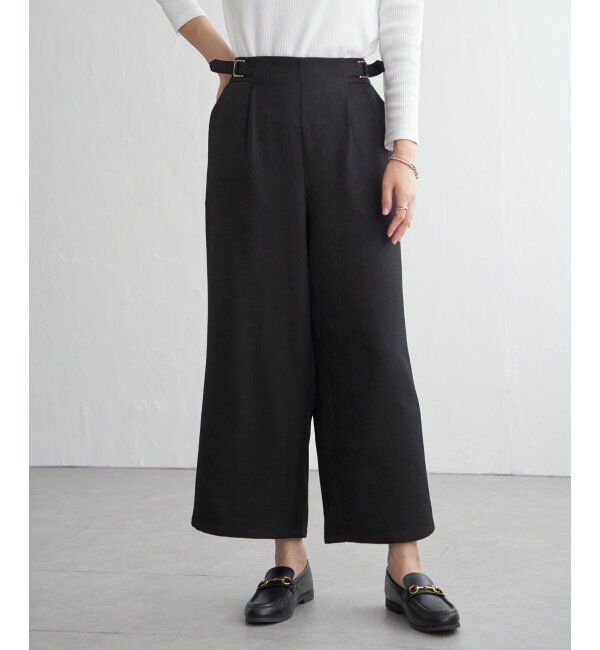 ikka「ツイルサイドベルトワイドパンツ」|その他|