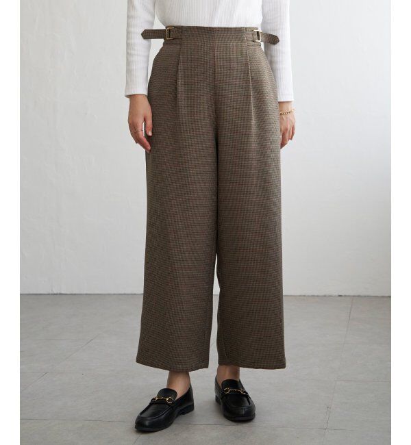 ikka「ツイルサイドベルトワイドパンツ」|その他|