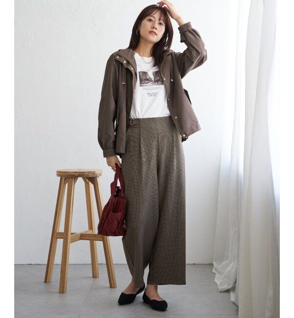 ikka「ツイルサイドベルトワイドパンツ」|その他|