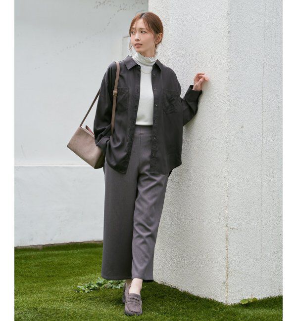 ikka「ツイルサイドベルトワイドパンツ」|その他|