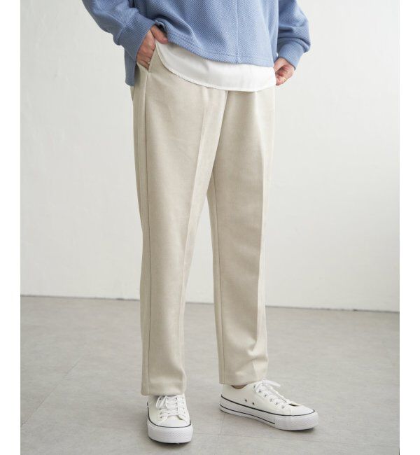 ikka「フェイクスエードテーパードパンツ」|その他|ベージュ