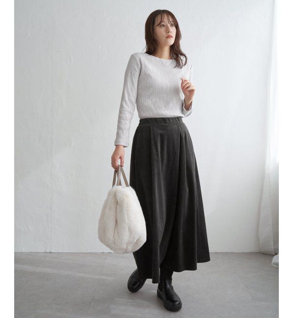 ikka「ベロアツイルラップフウスカーチョ」|スカート|