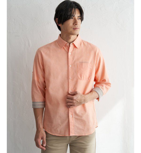 ikka「【雑誌MonoMax5月号掲載】フレンチリネンMIX袖2WAYシャツ【接触冷感】「小泉孝太郎さん着用モデル」」|シャツ・ブラウス|