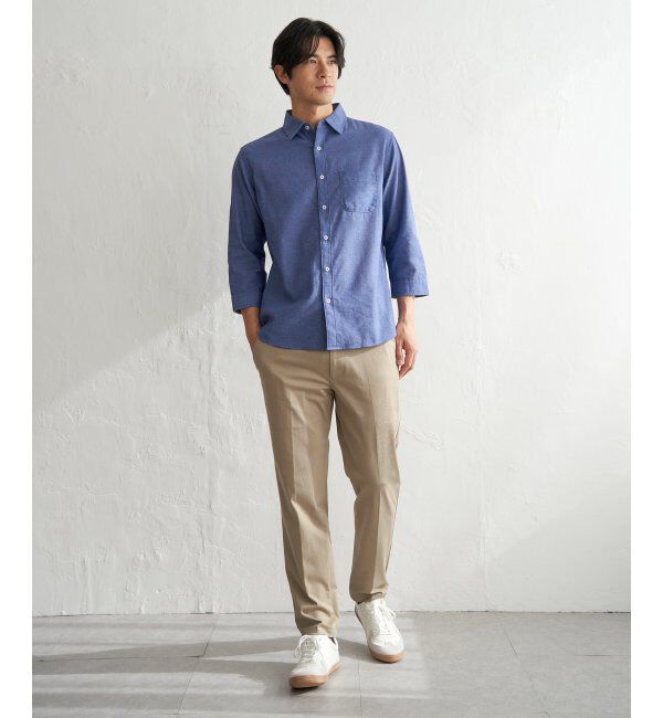 ikka「【雑誌MonoMax5月号掲載】フレンチリネンMIX袖2WAYシャツ【接触冷感】「小泉孝太郎さん着用モデル」」|シャツ・ブラウス|