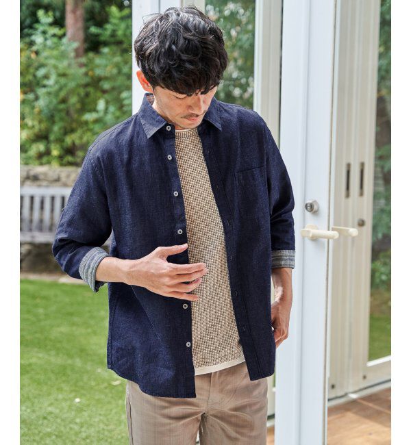 ikka「【雑誌MonoMax5月号掲載】フレンチリネンMIX袖2WAYシャツ【接触冷感】「小泉孝太郎さん着用モデル」」|シャツ・ブラウス|