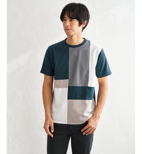 ikka「【雑誌MonoMax5月号掲載】ブロックス冷感切り替えTシャツ「小泉孝太郎さん着用モデル」」|Tシャツ・カットソー|