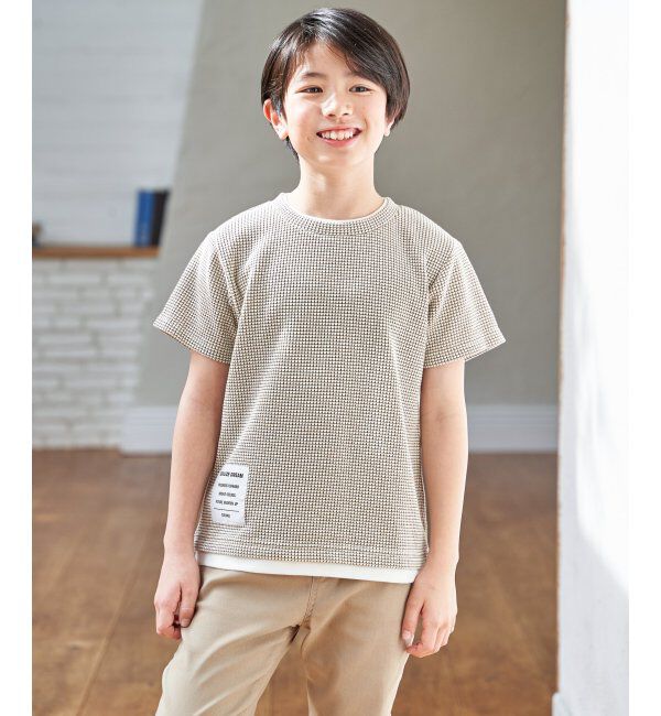 ikka kids「【親子コーデ】冷感ワッフルフェイクTシャツ（120~160cm）」|Tシャツ・カットソー|