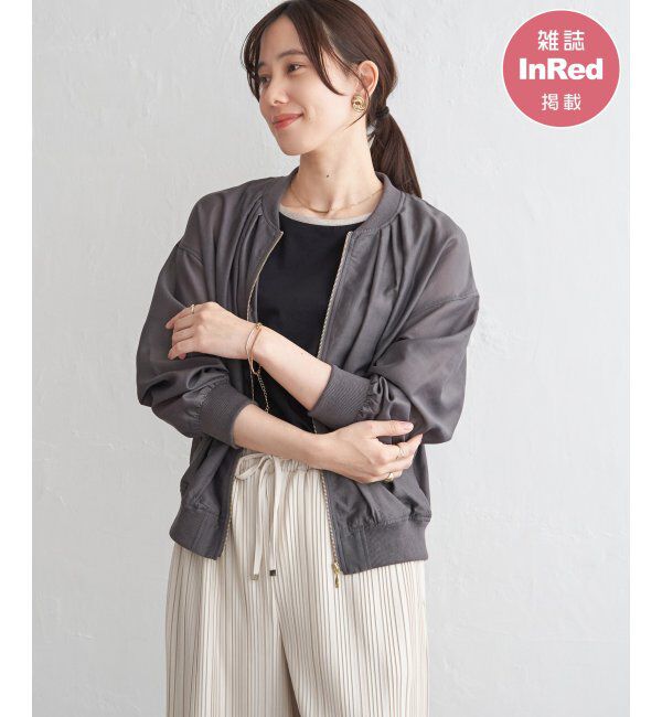ikka「【雑誌InRed5月号掲載】シアーリブブルゾン」|ブルゾン・スタジャン|チャコール