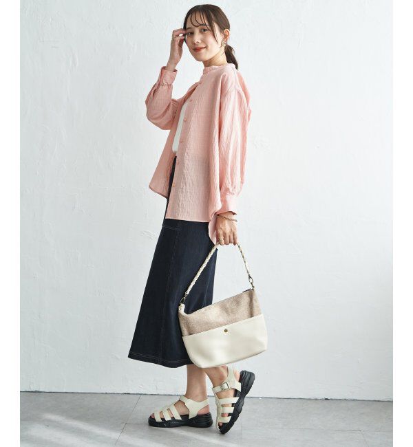 ikka「【雑誌InRed5月号掲載】冷感リネンバンドカラーシャツ」|シャツ・ブラウス|