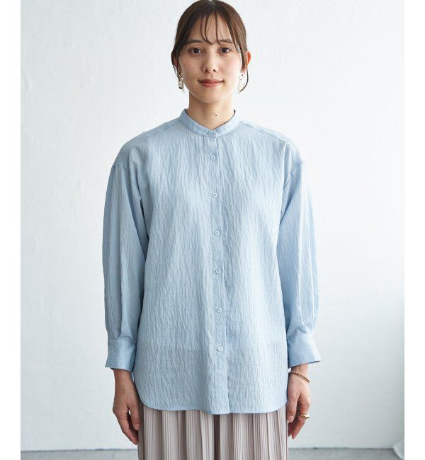 ikka「【雑誌InRed5月号掲載】冷感リネンバンドカラーシャツ」|シャツ・ブラウス|