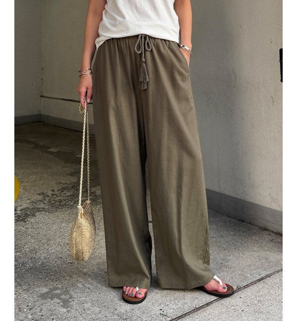 Lbc with Life「リネン混タッセルベルトイージーパンツ」|その他|カーキ