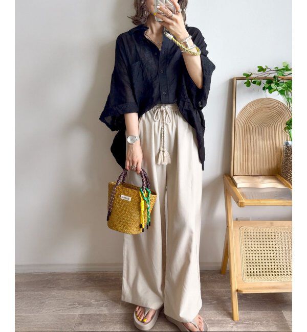 Lbc with Life「リネン混タッセルベルトイージーパンツ」|その他|