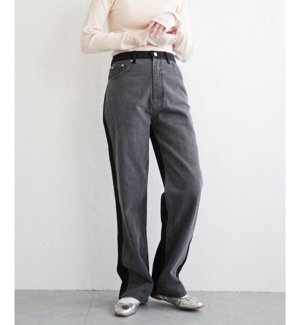 VENCE share style「センター切り替えワイドデニムパンツ」|デニム|
