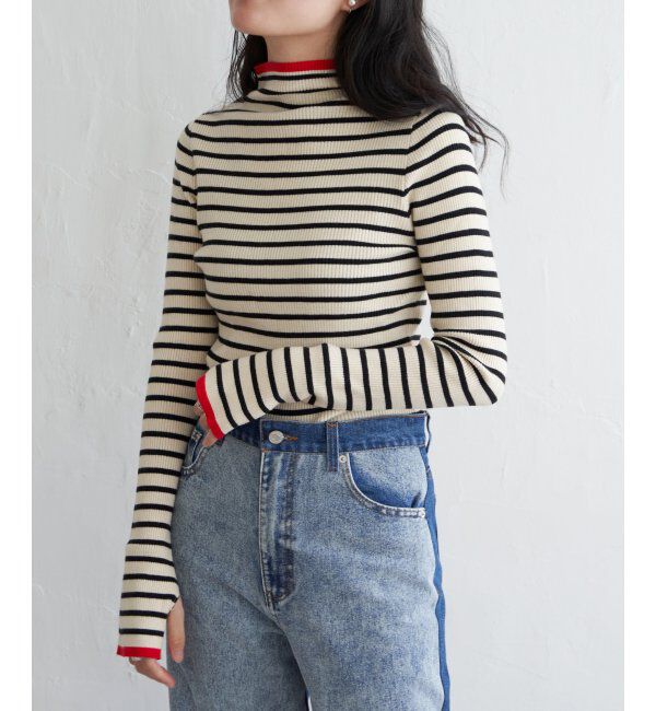 VENCE share style「ハイゲージリブ配色プルオーバー」|ニット・セーター|